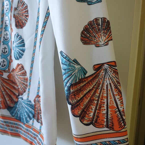 Trissi doubleknit polyester shells clams vacation vacay top S SM Small Medium M - Picture 2 of 16